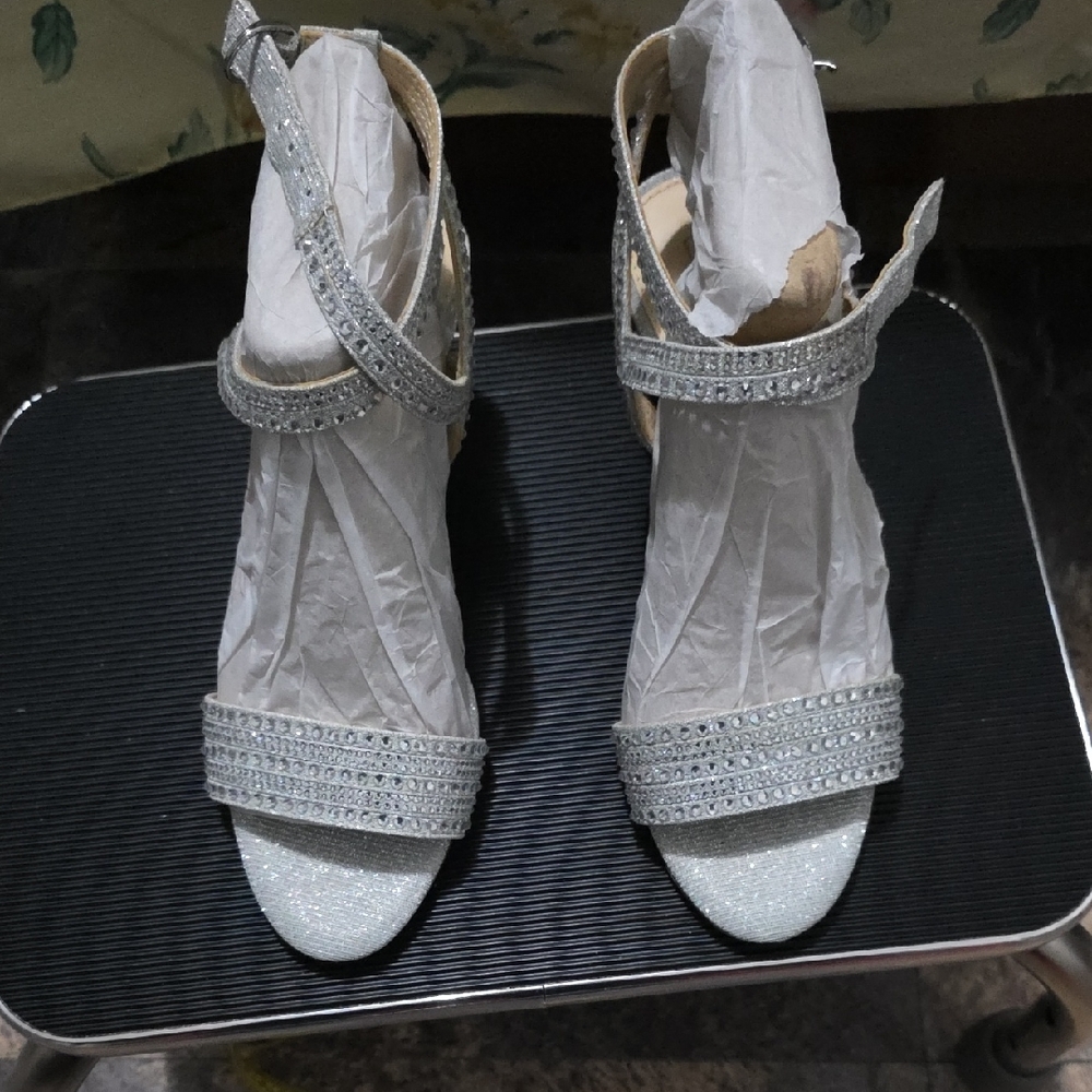 Alex Marie Glittering Silver Heels